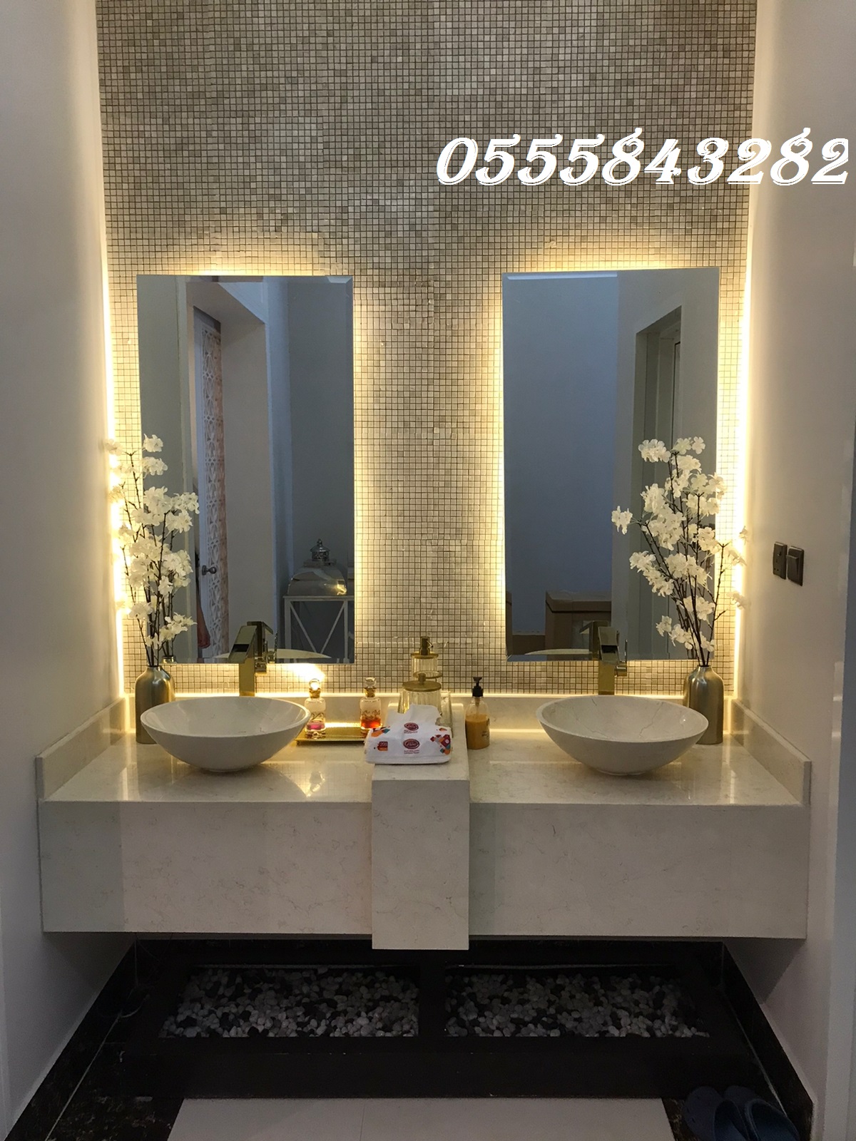 مغاسل رخام ، ديكورات حمامات فاخرة