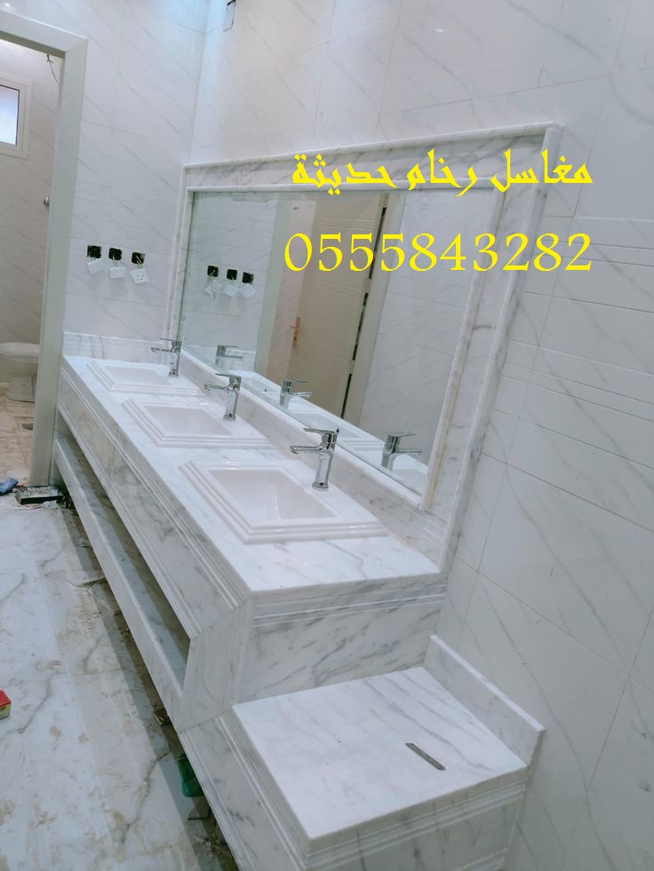 مغاسل رخام , ديكورات مغاسل حمامات جديدة
